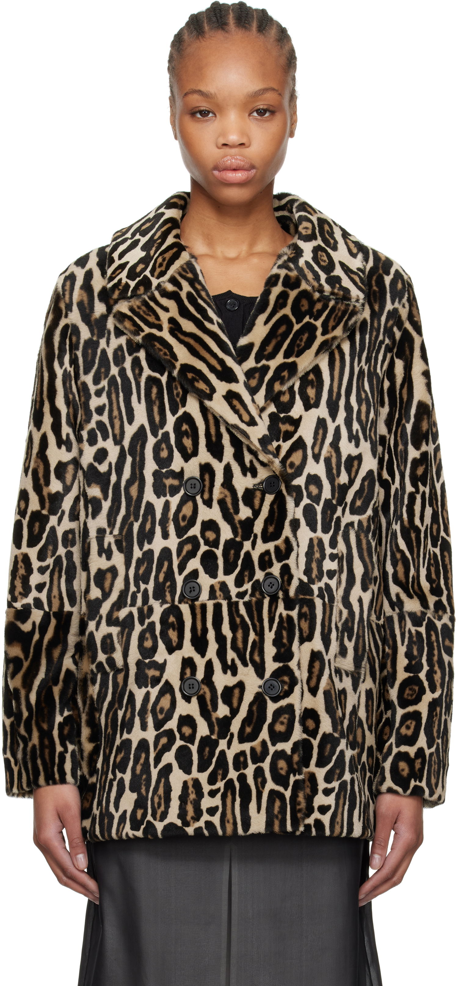Палта RE/DONE Re/Done Leopard Print Shearling Peacoat Бежово | 817-06WLEOPCT, 0