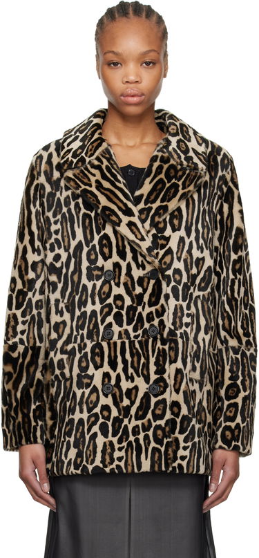 Палта RE/DONE Re/Done Leopard Print Shearling Peacoat Бежово | 817-06WLEOPCT, 0