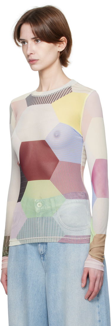 боди JW Anderson JW Anderson Patchwork Print Sheer Long Sleeve T-Shirt Многоцветен | JO0138-PG1722, 3