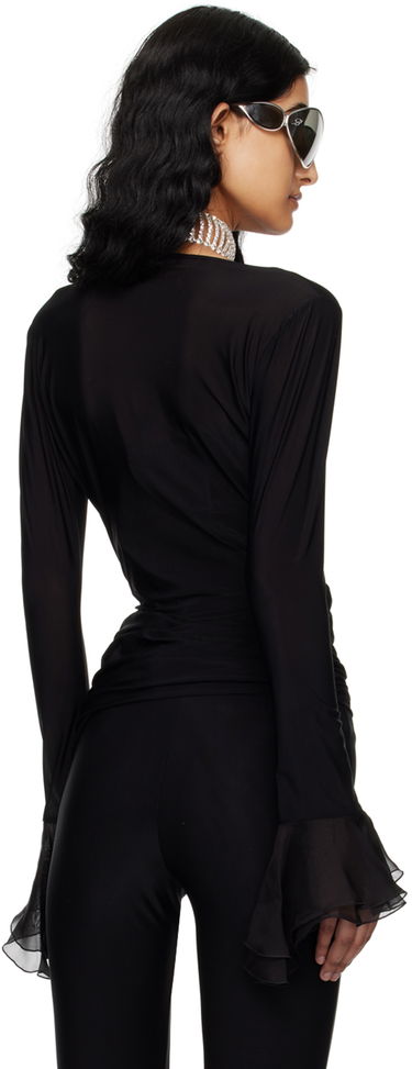 боди Blumarine Ruffle Long Sleeve Top Черно | P444C053A, 2