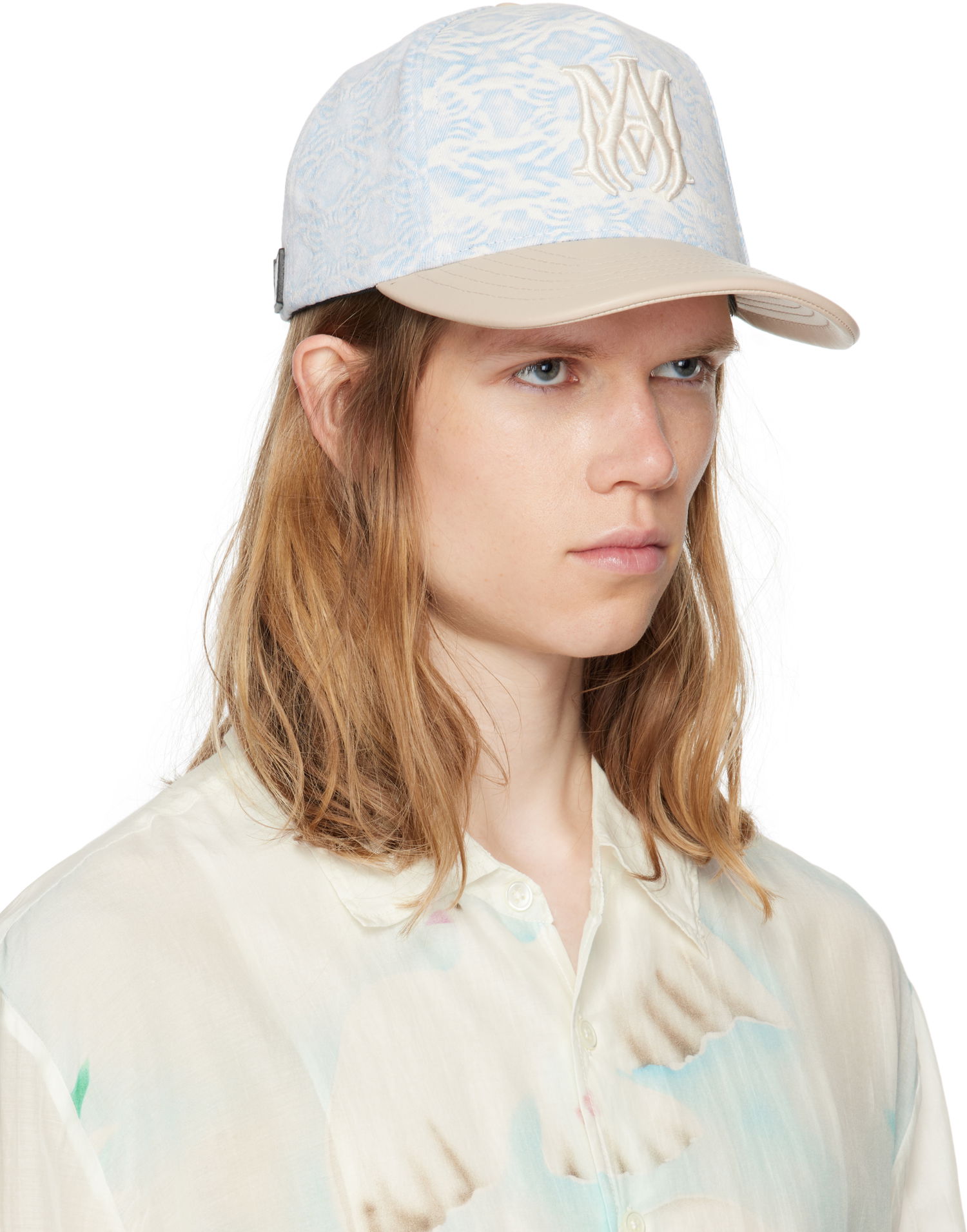 Шапка с козирка AMIRI AMIRI MA Leather Brim Denim Cap Синьо | AMHACP1066, 1
