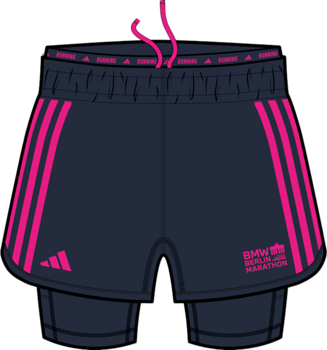 Къси панталони adidas Originals BMW Berlin Marathon 2025 2-in-1 Running Shorts Тъмно синьо | jz6450, 0