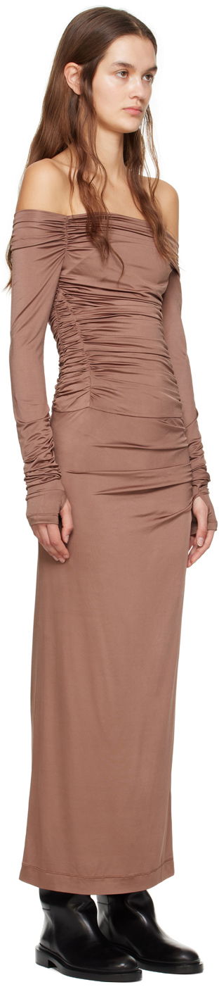 Pокля Helmut Lang Off-The-Shoulder Maxi Dress Кафяво | N10HW603, 1