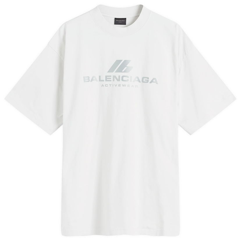 Тениска Balenciaga Active Logo T Shirt Бяло | 764235-TQVT9-9016