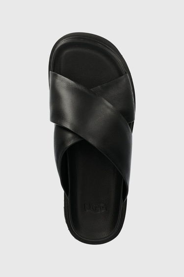 Кецове и обувки UGG ® Capitelle Crossband Slide for Women in Black, Size 6.5, Leather Черно | 1152672-BLK, 3