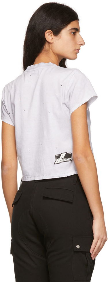 Съкратен топ We11done Cropped Distressed Studded T-Shirt Бяло | WD-TT1-22-512-W-WH, 2