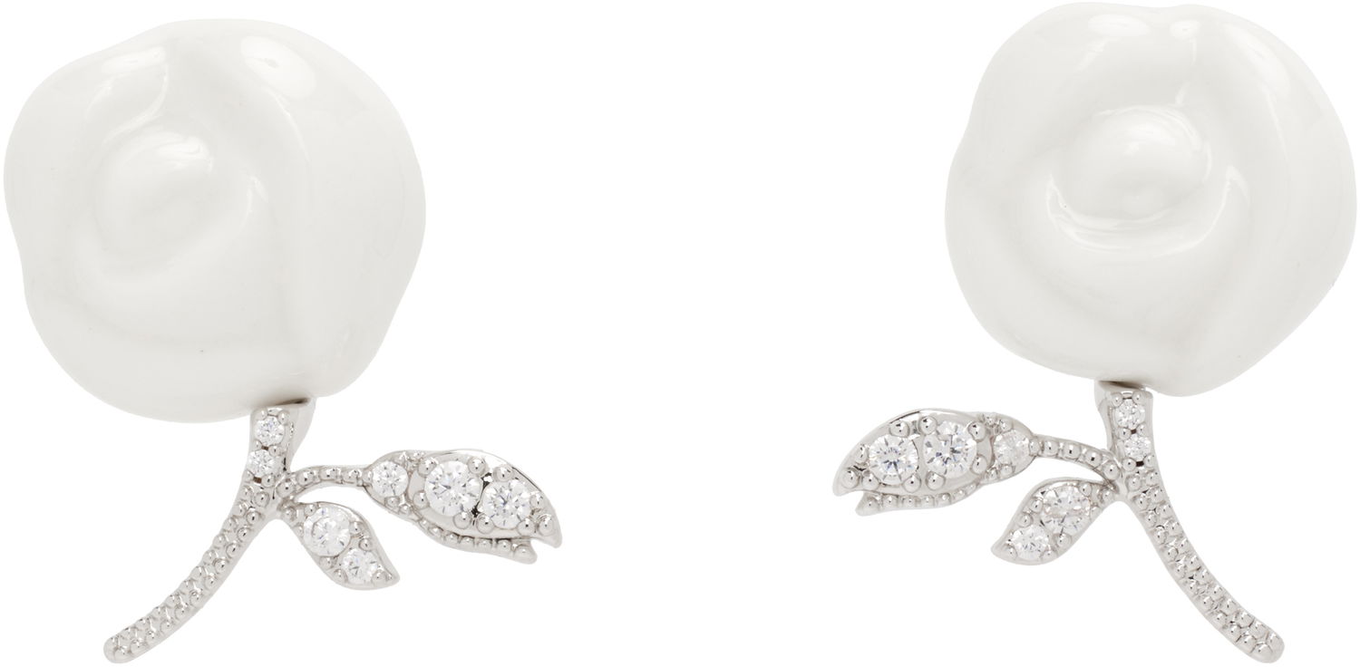 Обеци SHUSHU/TONG YVMIN Edition Ceramic Rose Earrings Бяло | 25645WHT00DLR, 0