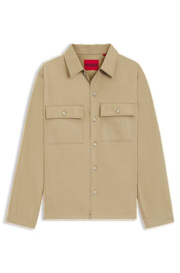 Oversized-Fit Cotton Gabardine Shirt with Chest Pockets