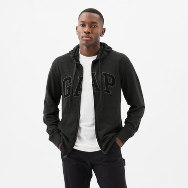 Суитчър GAP French Terry Fullzip Logo Hoodie B85 Charcoal Heather Grey Сиво | 868454-04, 0