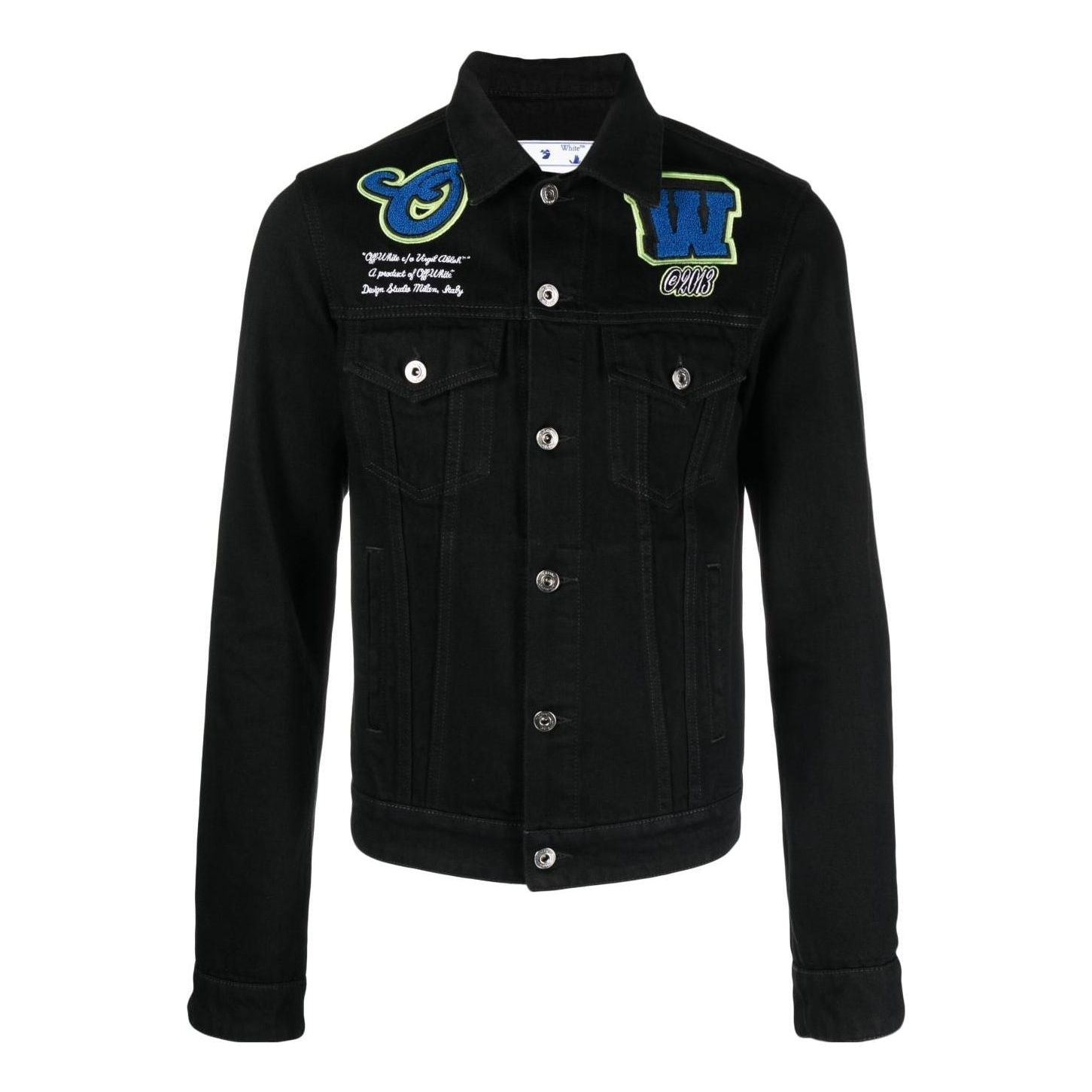 Яке Off-White Off-White Varsity Patch Denim Jacket Черно | OMYE084S23DEN0021069, 0