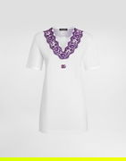 Dolce & Gabbana Jersey T-Shirt with Lace and DG Patch