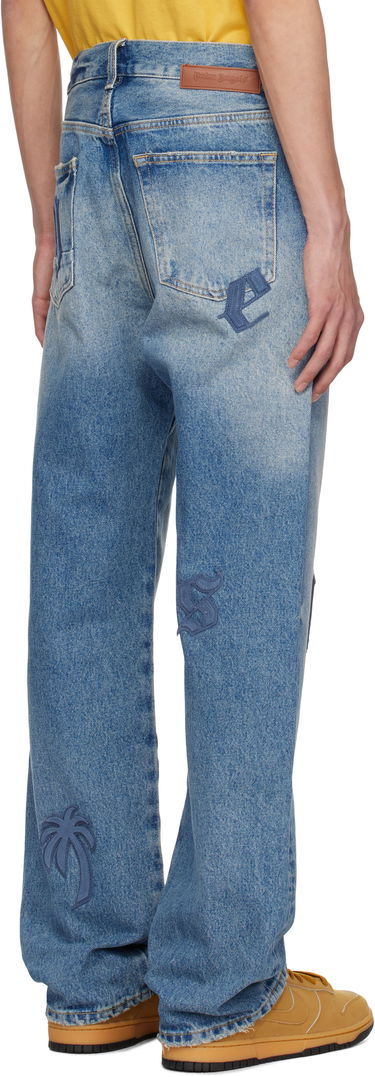 Дънки Palm Angels Palm Angels Logo Patch Straight Leg Jeans Синьо | PMYA041S25DEN0064040, 2