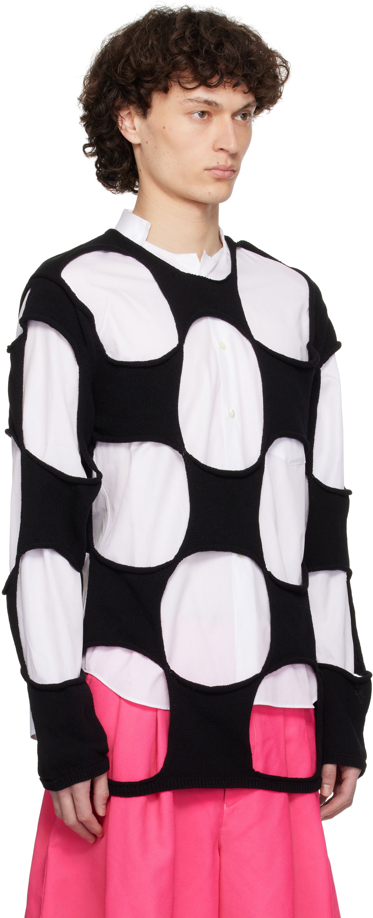 Пуловер Comme des Garçons Homme Plus Cotton Code Intarsia B Pattern Crewneck Sweater Черно | PO-N012-051, 1