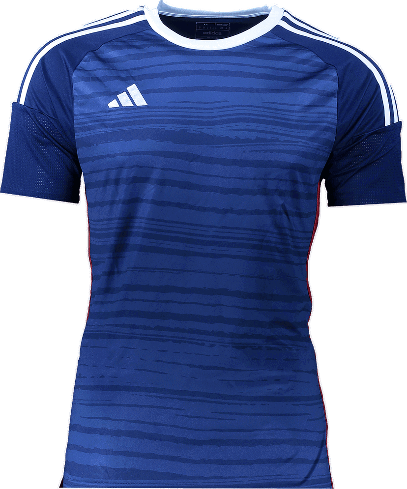 Фланелка adidas Originals Custom Patterned Short-Sleeve Jersey with Shoulder Stripes Синьо | hr4266blau