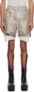 Rick Owens Hollywood Boxers Cracked Metallic Drawstring Shorts