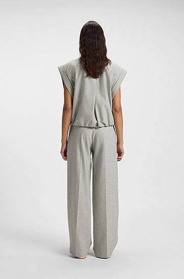 Жилетка BOSS Sleeveless stretch flannel vest with stand collar and flap pockets Сиво | 50547683, 1