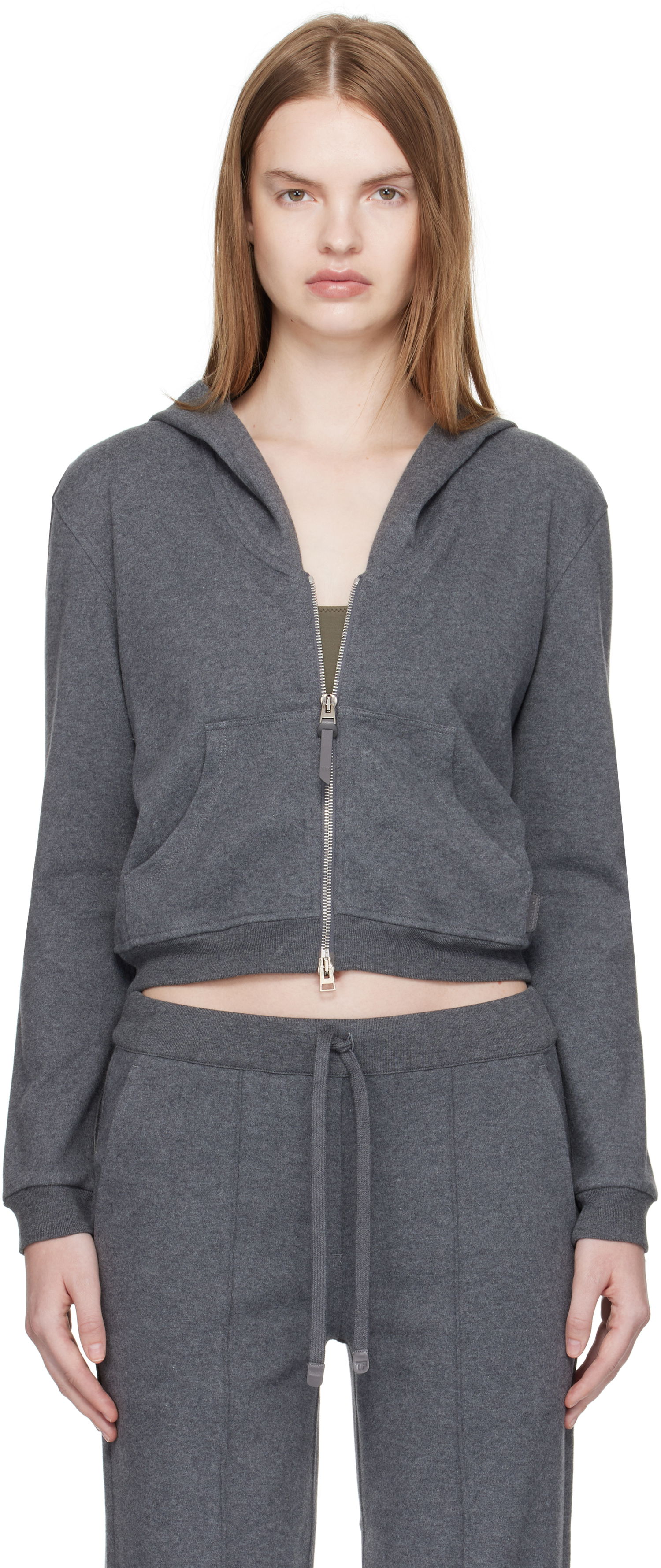 Суитчър Tom Ford TOM FORD Peachy Hand Cotton Jersey Zip-Up Hoodie Сиво | FLJ067-JEX173, 0