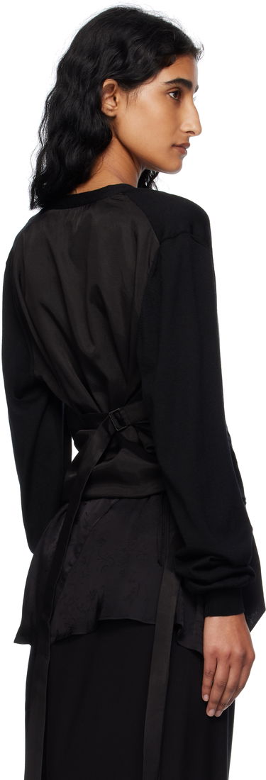 Пуловер Ann Demeulemeester Ann Demeulemeester Zofia Asymmetric Spliced Cardigan Черно | 2510-W-KN18-KN056-099, 2