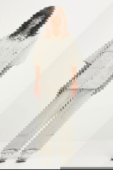 Риза Carhartt WIP Michigan Short-Sleeve Linen Blend Regular Fit Classic Collar Shirt Бежово | I035573.502, 4