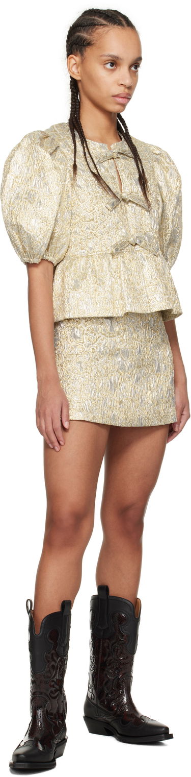 Пола GANNI GANNI Metallic Elasticated Miniskirt Металик | W0038, 3