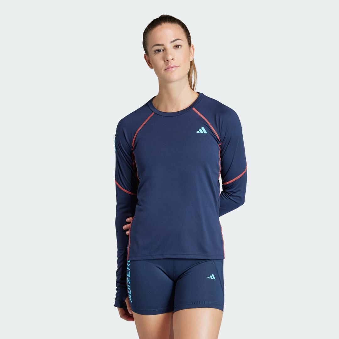 Тениска adidas Originals Adizero Running Long Sleeve Тъмно синьо | IK6548, 1