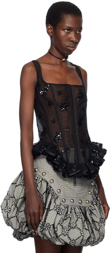 Пола Chopova Lowena Chopova Lowena Afly Sequin Tulle Corset Черно | 2282, 1