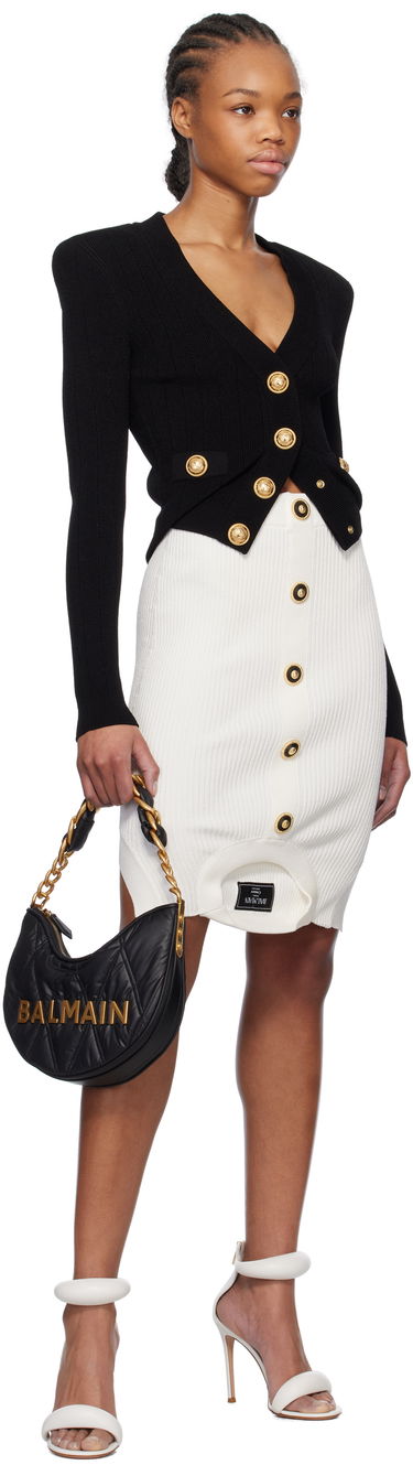 Пола Balmain Balmain Optical Illusion Ribbed Knit Miniskirt Бяло | EF1LBA60KI10, 3