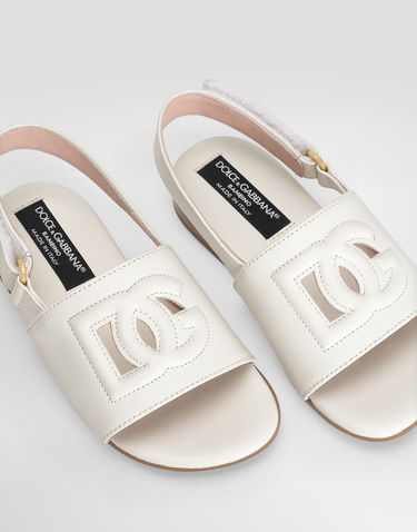Аксесоари Dolce & Gabbana Dolce & Gabbana Calfskin Sandals With Cut-Out DG Logo Бяло | D20100A12238S936, 3