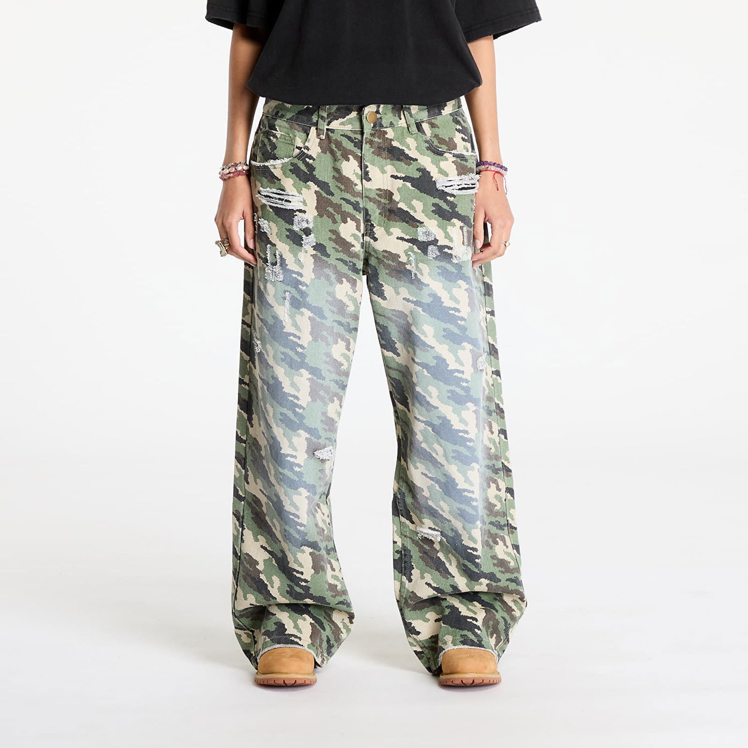 Карго панталони Footshop Cargo Pants Camo Зелено | FTSHP_418, 0