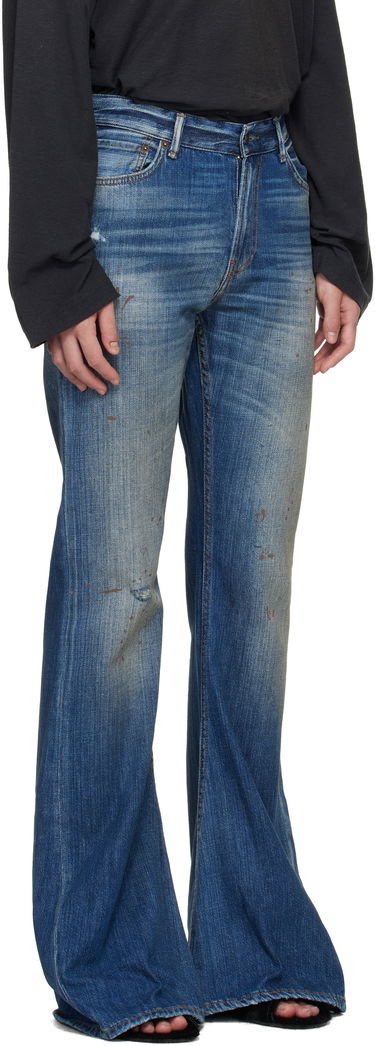 Дънки Acne Studios Fitted Flared Distressed Paint Splatter Jeans Синьо | A00583-, 1