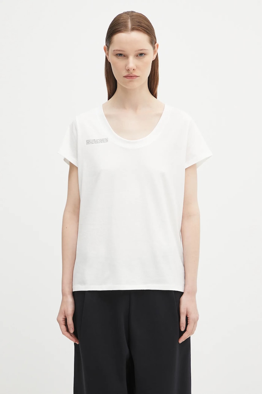 Тениска PANGAIA Pangaia Lightweight Scoop Neck T-Shirt Бяло | 10002565, 0