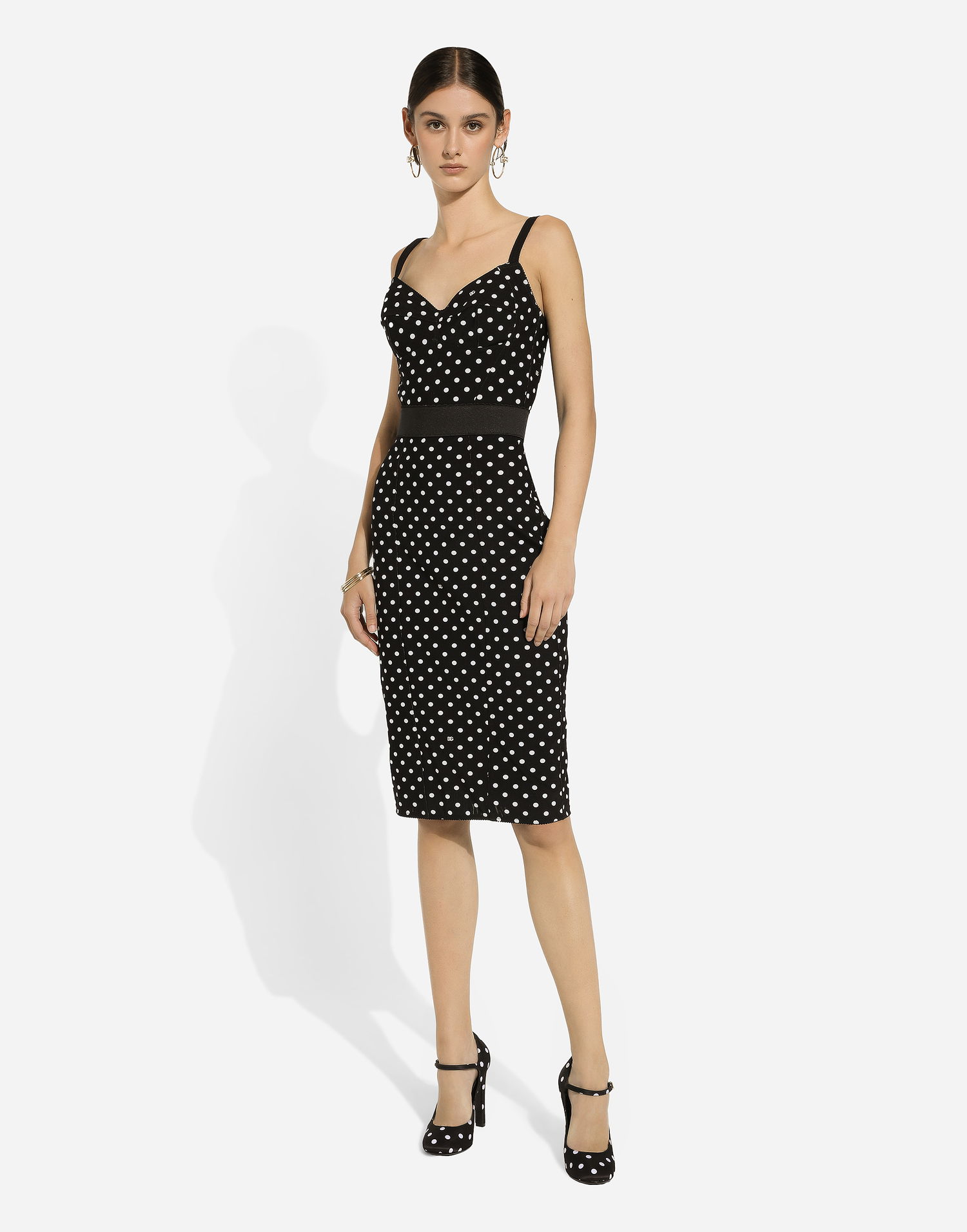 Потник Dolce & Gabbana Polka Dot Marquisette Corset Top Черно | F7AB7TFSUBGHNZQW, 1