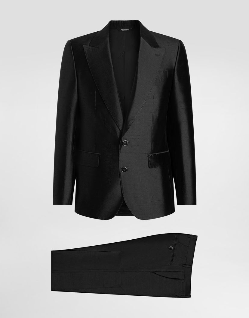 Комплект Dolce & Gabbana Dolce & Gabbana Double-breasted Mikado Shantung Silk Suit 52 Черно | GK036TFU1L5N0000