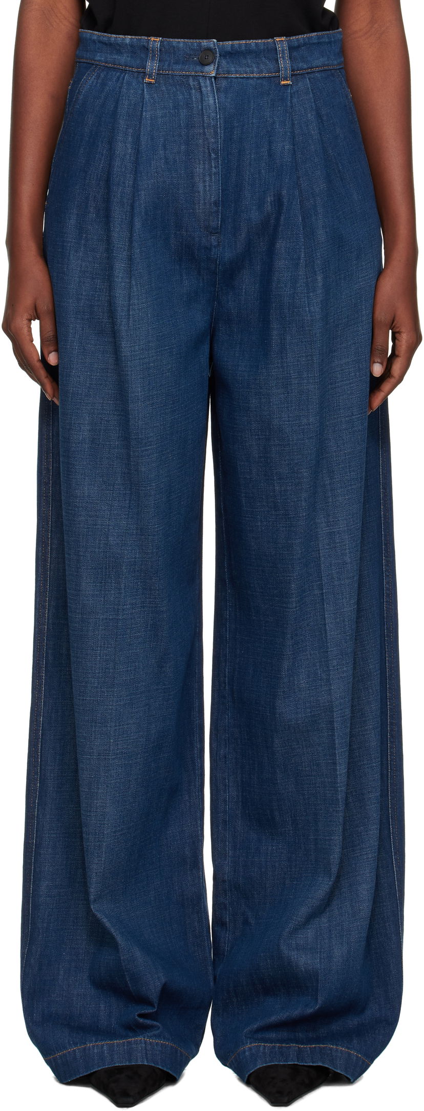 Дънки LANVIN Lanvin Darted Wide Leg Jeans Синьо | RW-TR0316-D089-E25