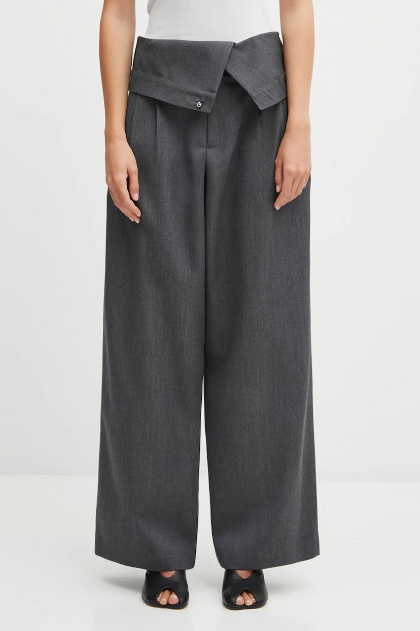 Панталони JW Anderson JW Anderson Fold Over High Waist Wide Leg Trousers Сиво | TR0414.PG1821