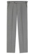 Tapered-fit pleated trousers with side adjusters in melange virgin wool