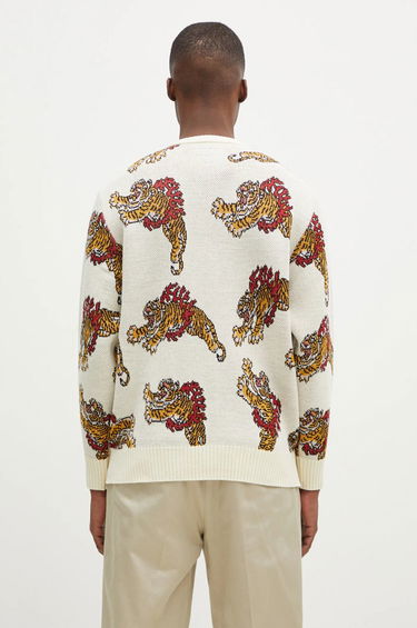 Пуловер WACKO MARIA Tiger Knit Cardigan Бяло | 24FW.WMK.KN22, 2