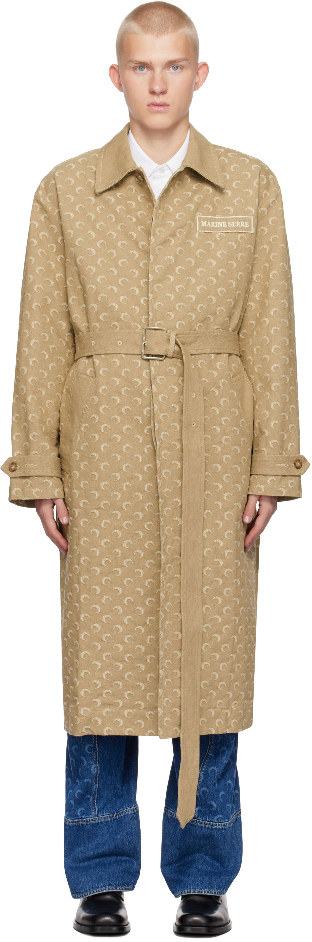 Тренчкот Marine Serre Moon Jacquard Twill Trench Coat Бежово | UCO027A CWOV0036, 0