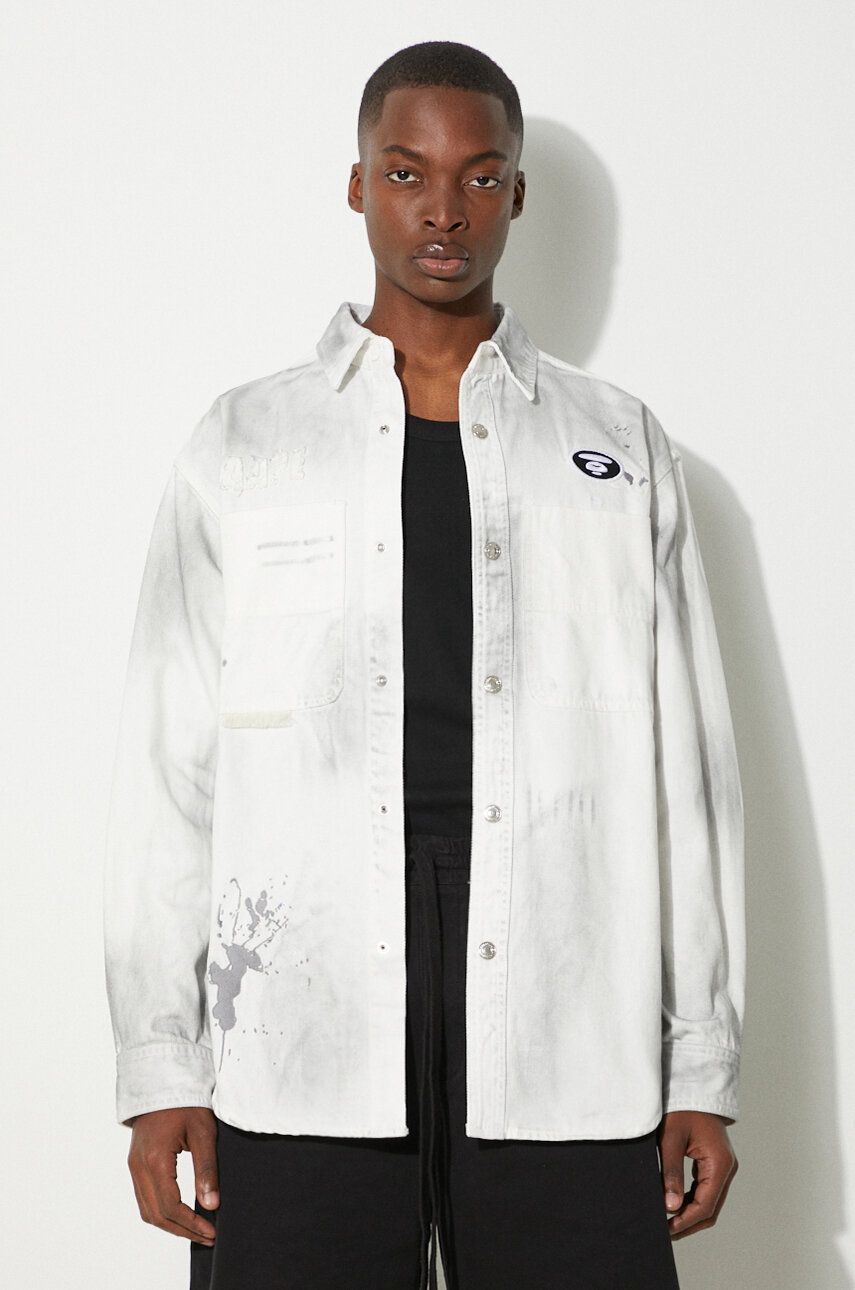Риза AAPE by A Bathing Ape AAPE Relaxed Denim Shirt Бяло | AAPSTM8480XAM, 0
