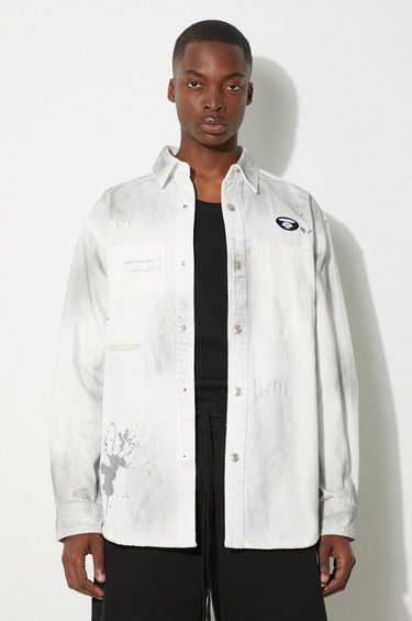 Риза AAPE by A Bathing Ape AAPE Relaxed Denim Shirt Бяло | AAPSTM8480XAM, 0
