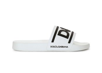 Dolce & Gabbana Beachwear Sliders DG Logo White Black CS2072AQ85889697