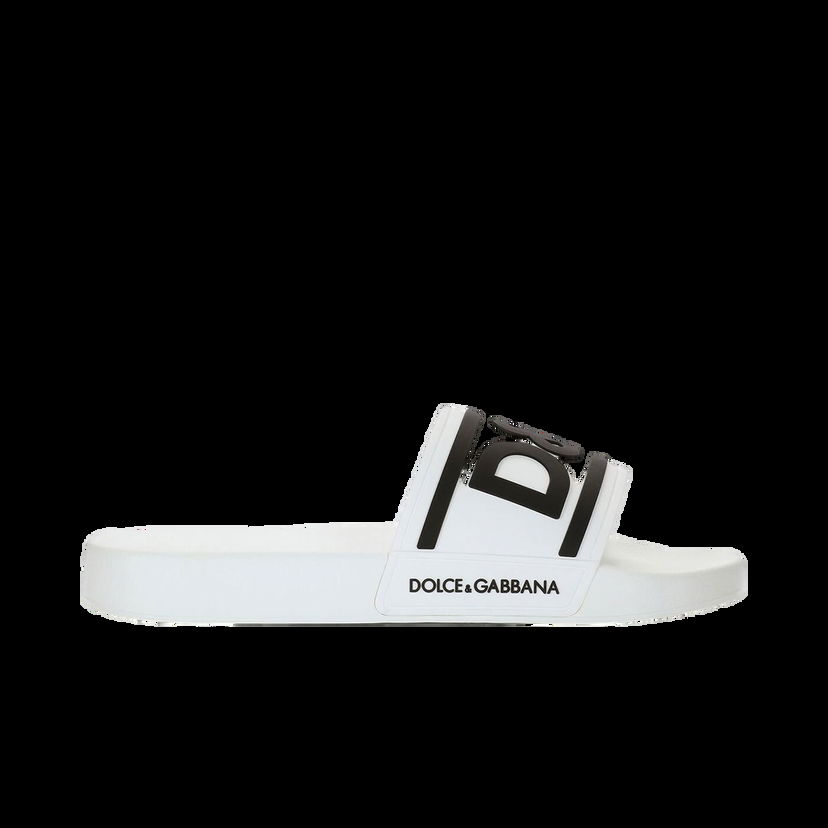 Кецове и обувки Dolce & Gabbana Beachwear Sliders DG Logo White Black Бяло | CS2072AQ85889697