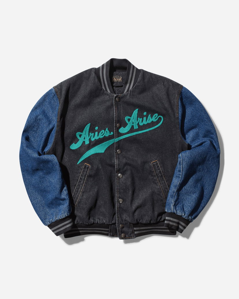 Яке бомбър Aries Varsity Denim Jacket Черно | AR7030302 MLT