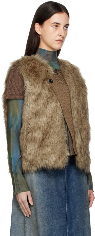 Жилетка Andersson Bell Andersson Bell Reversible Faux-Leather & Faux-Fur Vest Кафяво | awa722u, 4