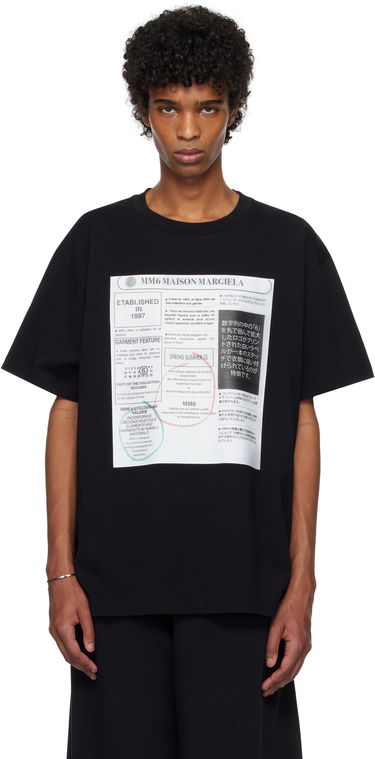 Тениска Maison Margiela MM6 Newspaper Print T-Shirt Черно | SH0GC0043 S24312, 0