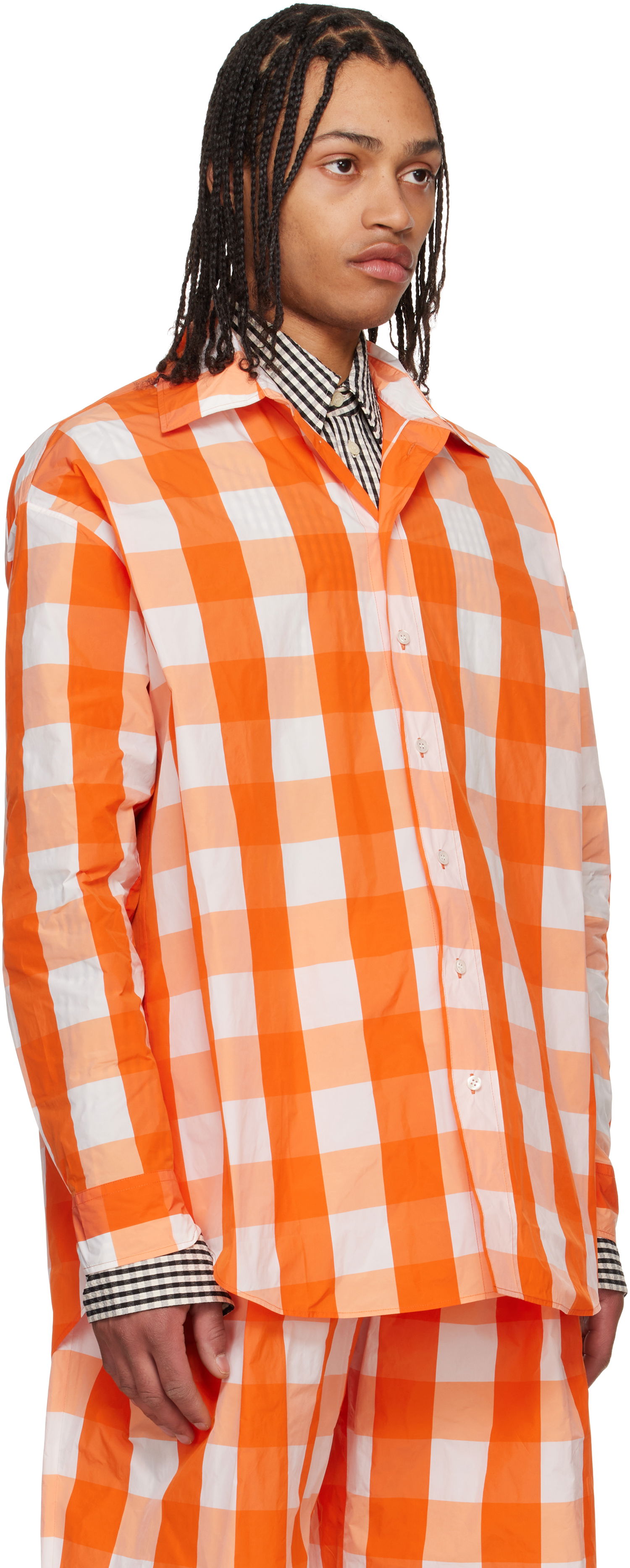 Риза Walter Van Beirendonck Walter Van Beirendonck Maxi Gingham Button-Up Shirt Оранжево
 | 6002, 1
