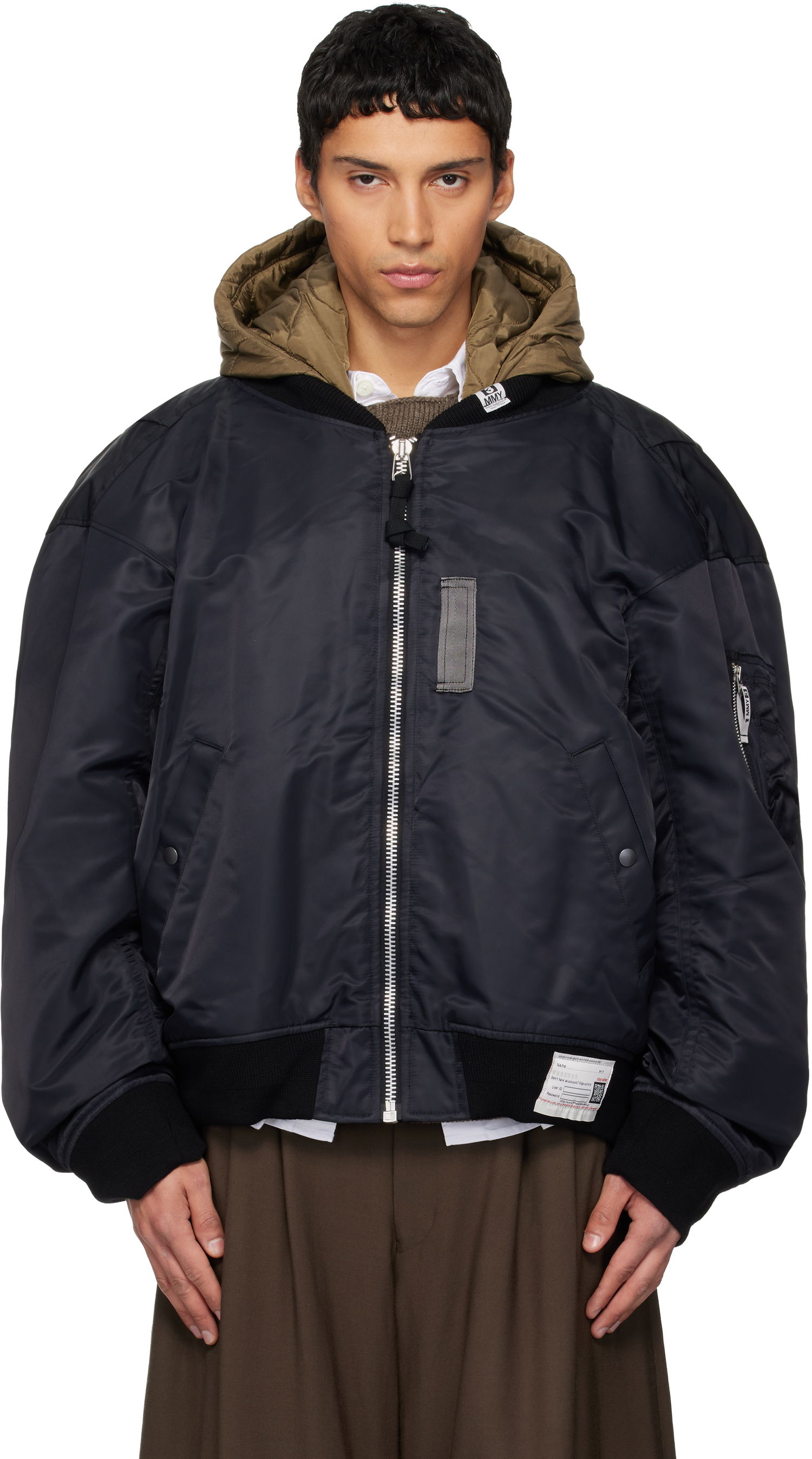 Яке бомбър Maison MIHARA YASUHIRO Maison MIHARA YASUHIRO Extended Placket Hood Flight Jacket Черно | A15BL062, 0