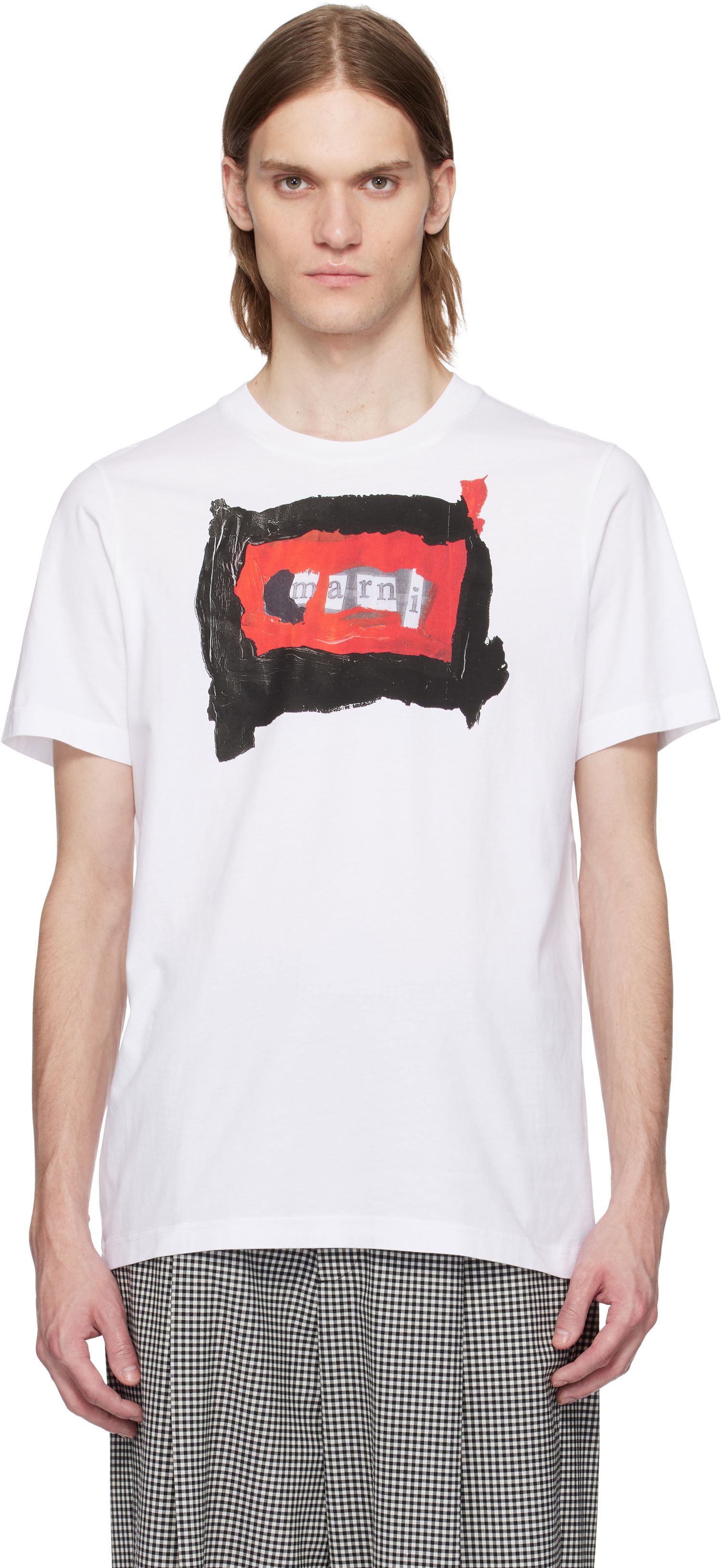 Тениска Marni Marni Painted Collage Logo T-Shirt Бяло | HUMU0198CP USCX93, 0