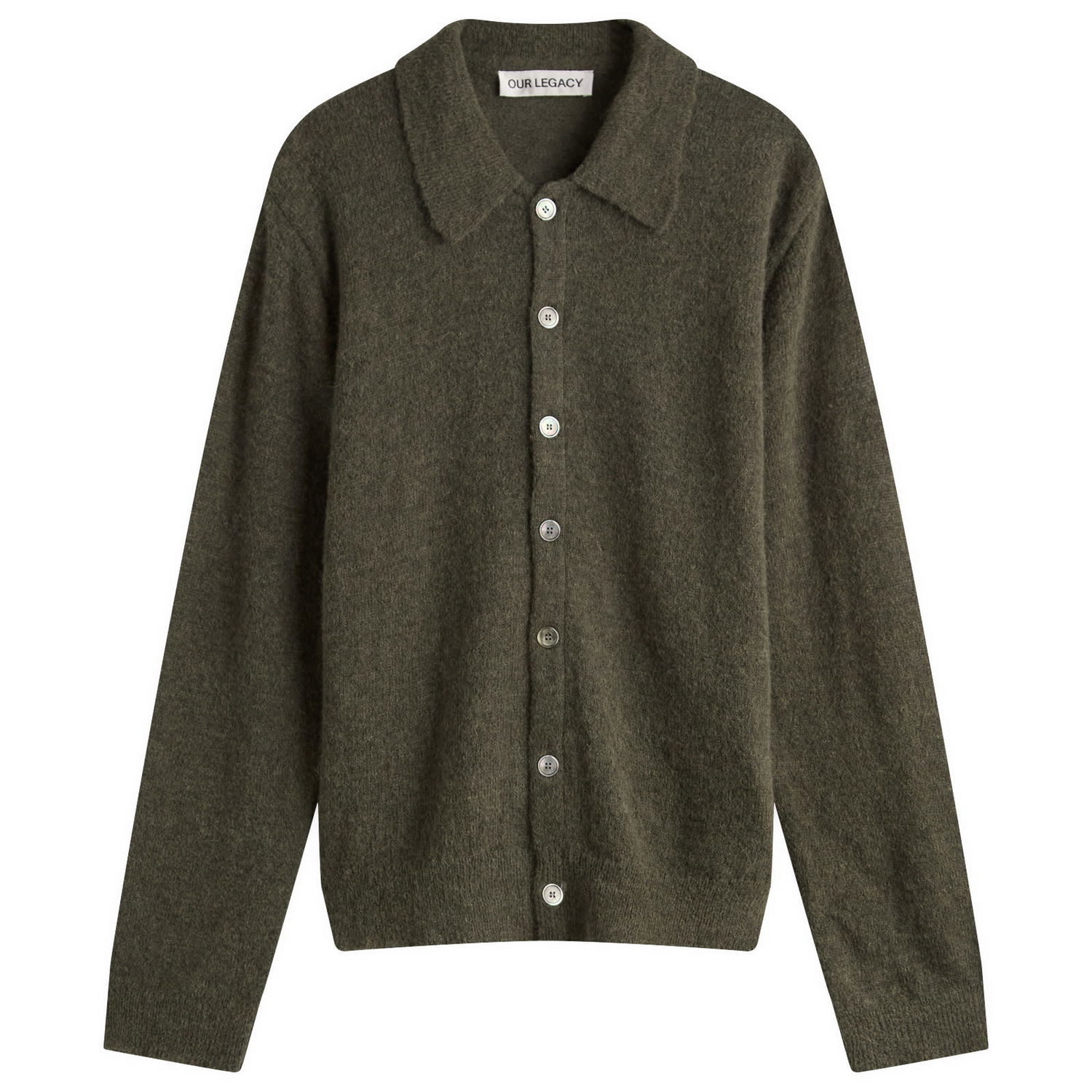 Пуловер OUR LEGACY Our Legacy Evening Polo Fuzzy Alpaca Зелено | M4253EM, 1