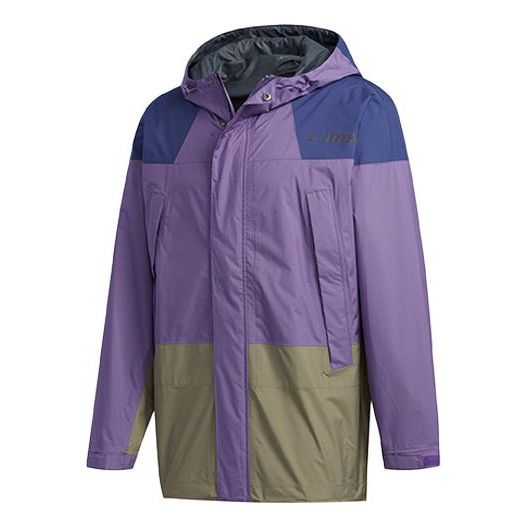 Парка adidas Performance Terrex Xplr Rain 2.5-Layer Colorblock Hooded Outdoor Jacket Лилаво | FN0832